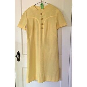 VTG 70’s Handmade Maxi Midi Dress Women’s M Est. Mustard Yellow Collared